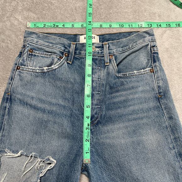 Agolde Jeans Womens 23 Blue 90s Loose Fit Distressed Button Fly Organic Cotton - Picture 10 of 12